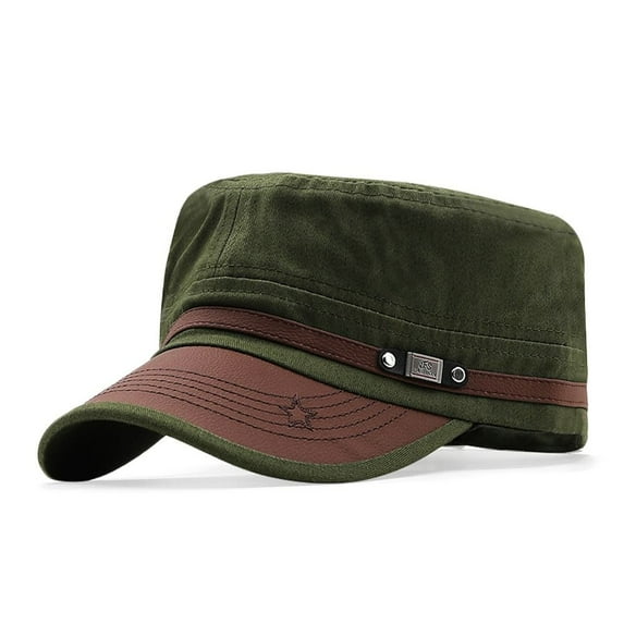 Men Breathable Cotton Cadet Hat Baseball Cap Army Hat Sun Cap ARMY GREEN