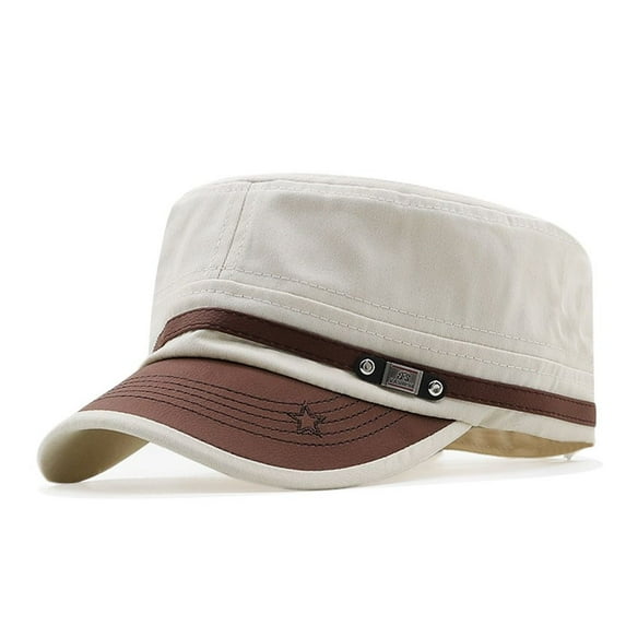 Men Breathable Cotton Cadet Hat Baseball Cap Army Hat Sun Cap BEIGE