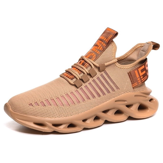 Men Breathable Knit Running Shoes, Wide Fit Mesh Athletic Sneakers for Daily Wear