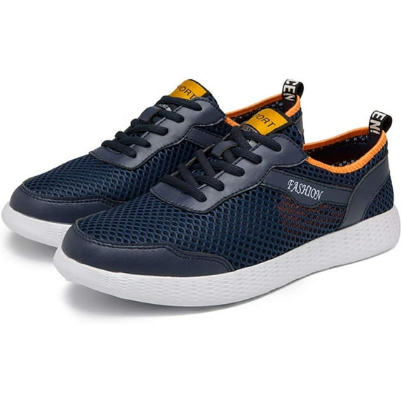 Men Breathable Mesh Sneakers Summer Casual Lightweight Slip-on Loafers Young Comfortable Outdoor Driving Sport Shoes Blue 9.5 UK