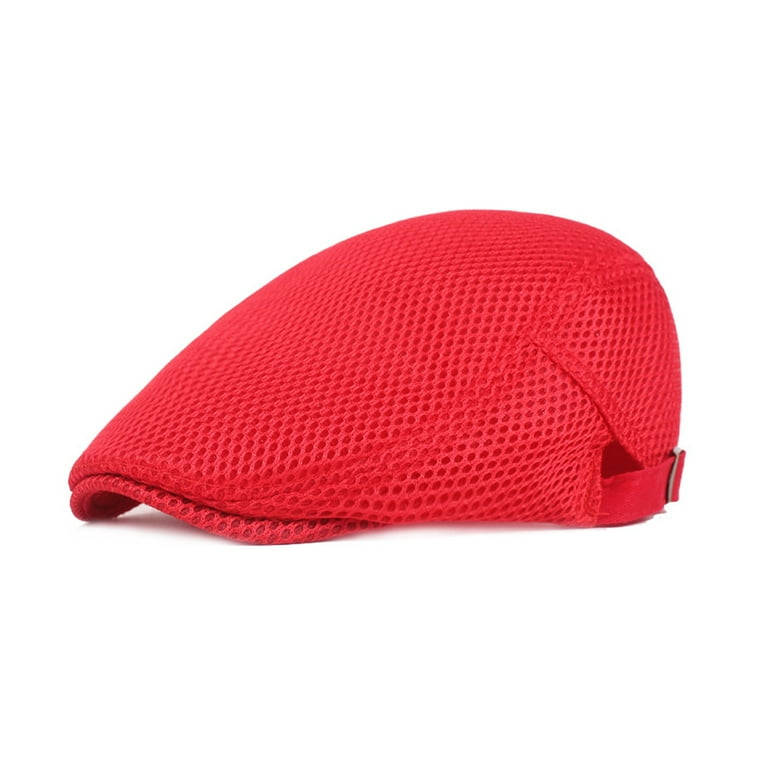 Men Breathable Mesh Summer Hat Adjustable Beret Cap Cabbie Flat