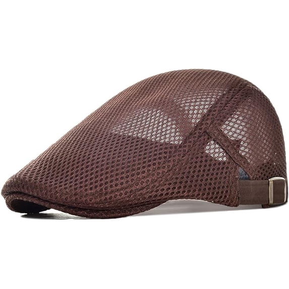 Men Breathable Mesh Summer Hat Adjustable Newsboy Beret Ivy Cap Cabbie Flat Cap
