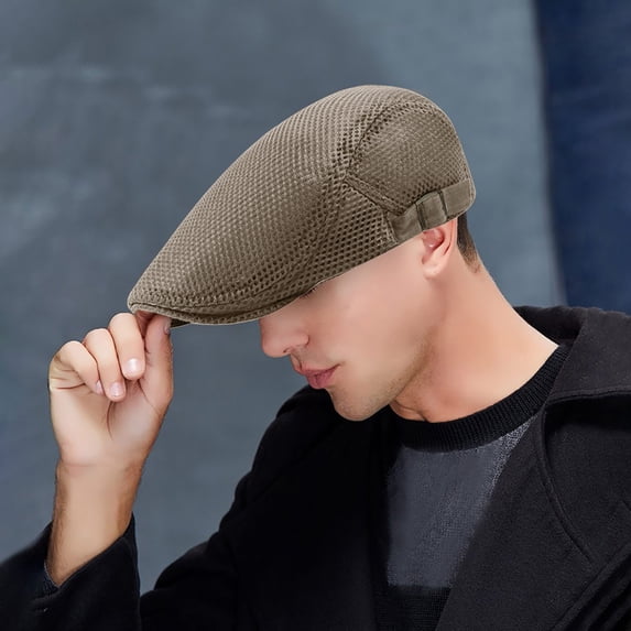 Men Breathable Mesh Summer Newsboy Beret Ivy Cabbie Flat Cap