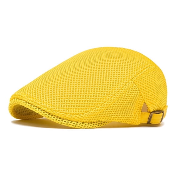 Men Breathable Mesh Summer Sun Hat Adjustable Duckbill Hollow Newsboy Flat Cap