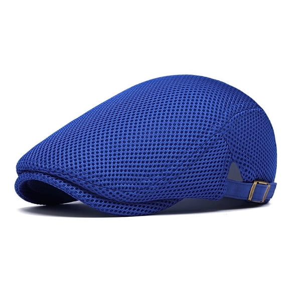 Men Breathable Mesh Summer Sun Hat Adjustable Duckbill Hollow Newsboy Flat Cap