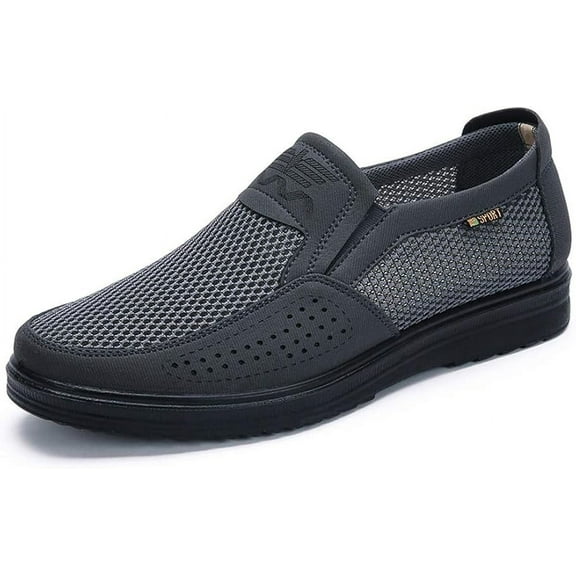 Men Breathable Mesh Walking Loafers Summer Casual Lightweight Slip-on Sneakers Outdoor Driving Travel Stylish Shoes Gray 10.5 US
