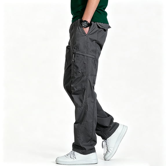 Men Breathable Multi Utility Cargo Trousers Tapered Reinforced Rugged 6 Pocket Outdoor Cargo Pants S-XL