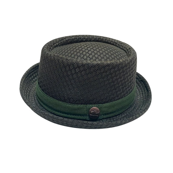 Men Breathable Soft Cool Mesh Pork Pie Hat, Summer Sun Protection Short Brim Crushable Fedora Hat Lightweight Outdoor Beach Travel Fashion formal Trilby Cap Army Green