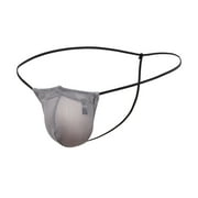 Men Breathable T-Back Thongs Sexy Low Rise G-String Briefs Bulge Pouch Underwear Hot See-Through Convex Pouch T-Back