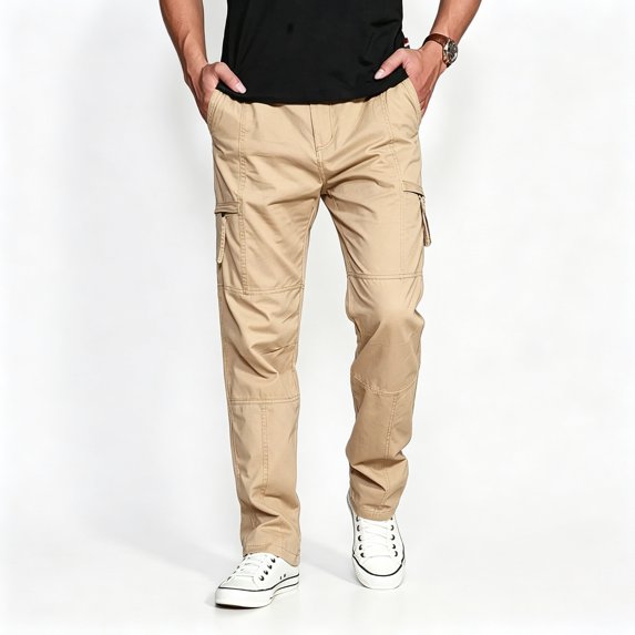 Men Breathable Utility Cargo Pants Rugged Light Multi Storage Tapered Outdoor Work Pants S-XL