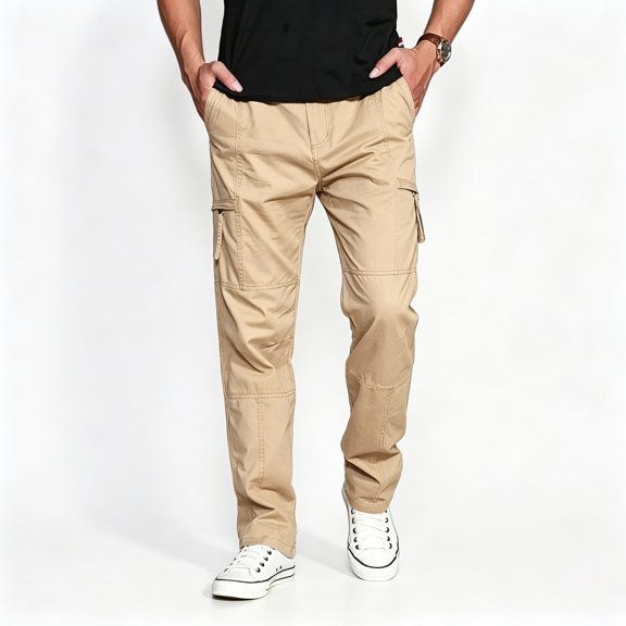 Men Breathable Utility Cargo Pants Rugged Light Multi Storage Tapered Outdoor Work Pants S-XL