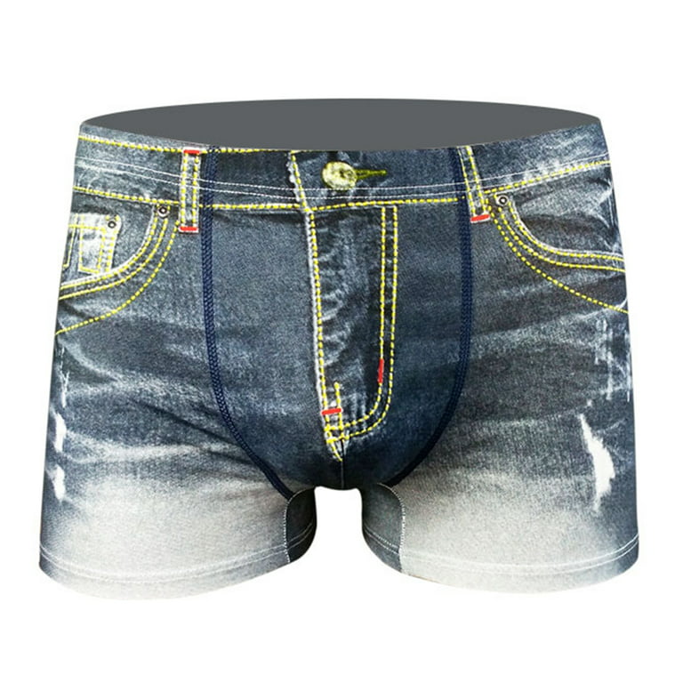 Men Briefs 3D Print Boxer Denim Pattern Men Fake Jeans Breathable Panties  for Men 