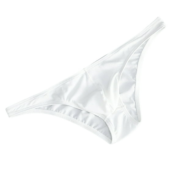 Men Briefs Ice Silk Thin Stripe Solid Color U Convex Inside Wearing Sexy Quick Dry Thong Panties Underpants for Sleeping