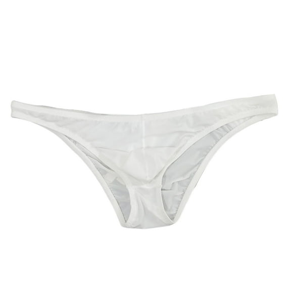 Men Briefs Ice Silk Ultra-Thin Low-Waist Underwear U-Convex Solid Color Elastic Breathable Panties Daily Wear