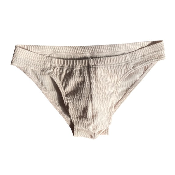 Men Briefs Low-rise Elastic Waist Breathable Underwear Smooth Wiring Wrinkled Panties Daily Wear