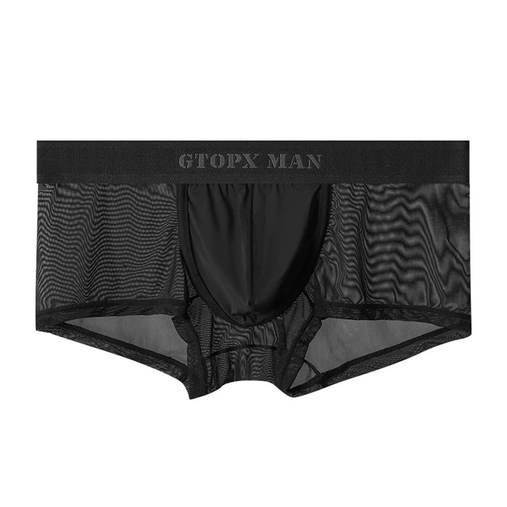 Men Briefs Mesh See-Through Pouch Boxer Bikini Underwear Soft ...