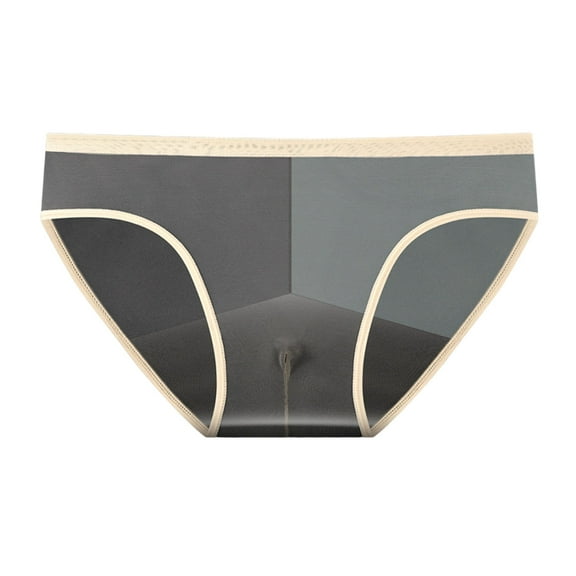 Men Briefs Mid-rise Perspective Thin Underwear with Separate Pouches Soft Texture Breathable Elastic Panties