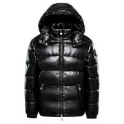 Men Bright Face Large Size Hoodie With Wool Padded Coat