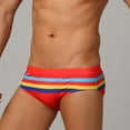 thumbnail image 1 of Men Bright Striped Swim Briefs Swimwear Trunks Surfboard Beach Shorts Swimsuit, 1 of 8