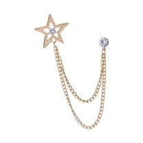 Men Brooch Suit Pin Metal Tie Clip Rhinestone Chain Tassel Accessories Exquisite Aureate