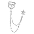 thumbnail image 1 of Men Brooch Suit Pin Metal Tie Clips Hat Scarf Tie Pins Chain Tassel with Rhinestone Exquisite Accessory Handmade Argent, 1 of 10