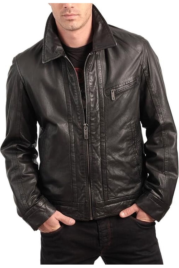Men Brown Leather Jacket Coat Motorcycle Biker Slim Fit Outwear Jackets A911