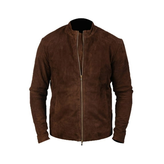 Men Brown Suede Leather Motorcycle Biker Vintage Suede Coat Jacket
