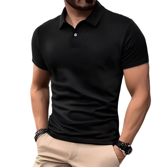 Men Business Casual Golf Shirts Summer Athletic Short Sleeve Blouses Office Slim Solid Color Tshirts Trendy Comfy Stretch Tops