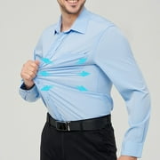 Men Business Casual Long Sleeved Shirt Smart Dress Shirts Iron-free Elastic Tops