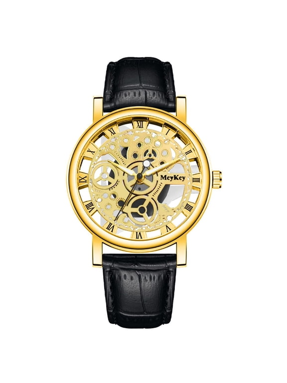 Men Business Fashion Workout Bracelets for Men Gents Quartz Watch Men Womens Work Watch Bottom Hollow Imitation Mechanical atomic Watch Men Belt Watch