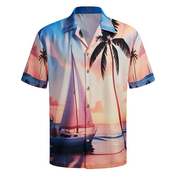 Men Button Down Shirt Tie Dye T- Shirts Casual Short Sleeve Outfits Loose Plus Size Lapel Neck Clothing Summer Outfit Fasion 2025 Top