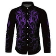 thumbnail image 1 of Men Button Down Shirts Casual Long Sleeve Spring Shirt Lightweight Turn Down Collar Top Purple XL, 1 of 2