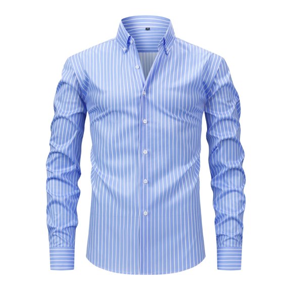 Men Button Up Shirt Slim Fit Lightweight Formal Dress Shirt Turndown Collar Long Sleeve Stretch Fabric Shirts for Men