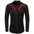thumbnail image 1 of Men Button Up Shirt Vintage West Cowboy Turndown Collar Long Sleeve Shirts for Men Slim Fit Casual Shirt Men Graphic, 1 of 3