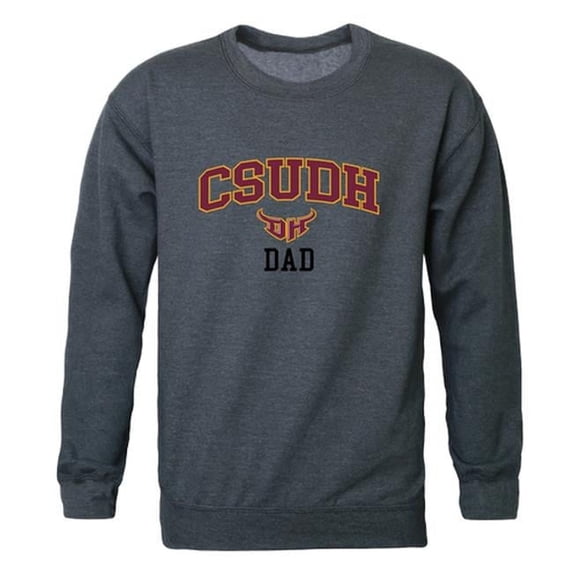 Men Cal State Dominguez Hills Toros Dad Crewneck Fleece, Heather Charcoal - Medium