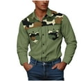 thumbnail image 1 of Men Camo Shirts Long Sleeve Button Down Shirts Casual Loose Travel Work Blouse Lightweight Quick Dry Outdoor Tops with Pockets, 1 of 5
