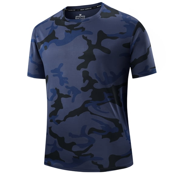 Men Camo T-Shirt 100% Polyester Quick Dry Breathable Short Sleeve Crew Neck Tee Hunting Fishing Outdoor Anti-Sweat Wrinkle Resistant Athletic Casual Top