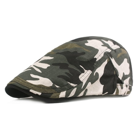 Men Camouflage Duckbill Newsboy Flat Hat Gatsby Golf Driver Adjustable Ivy Cap