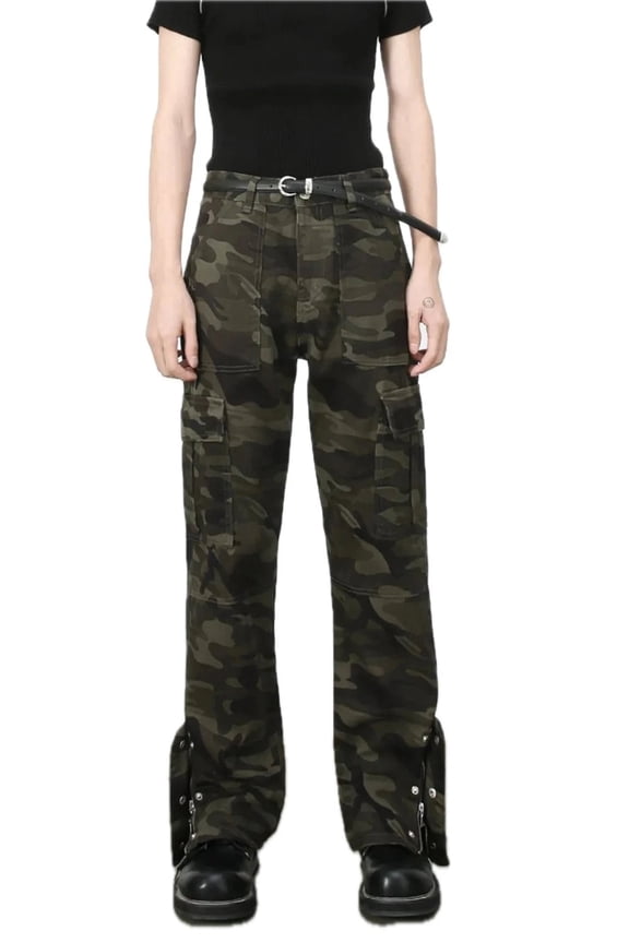 Men Camouflage Jeans with Cargo Pockets 100 Cotton Durable Casual Outdoor Work Pants Rugged Military Style Tactical