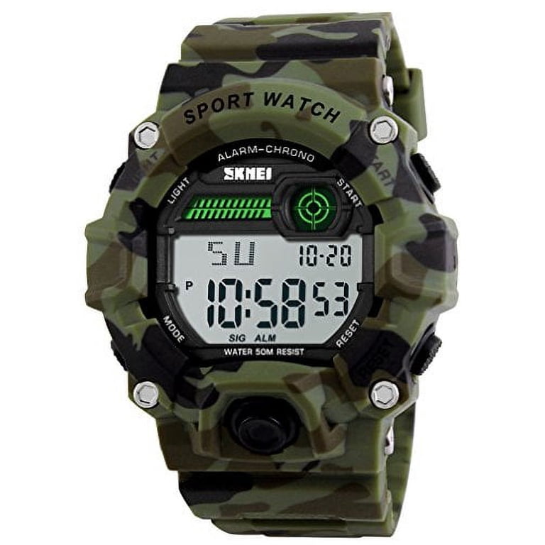 Youth/Teen Camo LED Sport Watch, Waterproof Digital Military  display picture 1