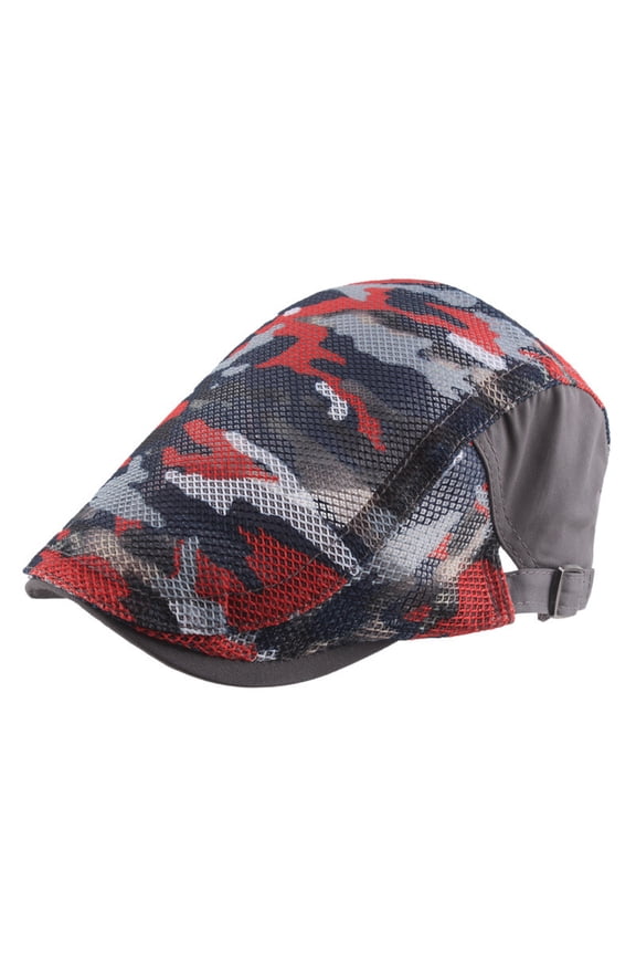 Men Camouflage Mesh Newsboy Flat Gatsby Duckbill Hat Summer Breathable Ivy Cap