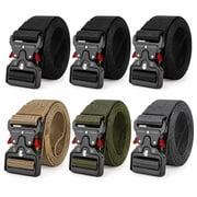 Men Canvas Belt 6 Pack, Quick Release Plastic Buckle, Adjustable Nylon Webbing Waist Strap for Outdoor Hiking Work, Casual Tactical Gear