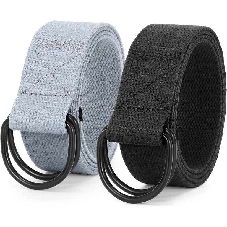 Men Canvas Belt Web Fabric Casual Belt with Black Double D  display picture 1