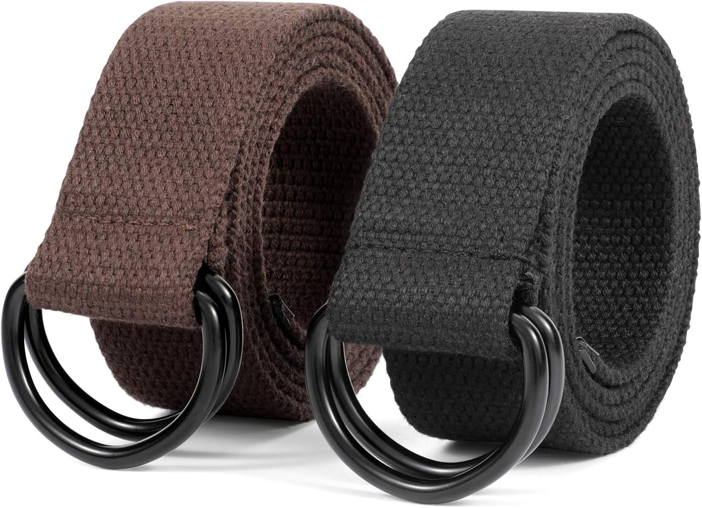 Men Canvas Belt Web Fabric Casual Belt with Black Double D ring 1 1 2 Wide Set of 2 Walmart