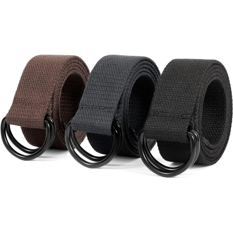 Men Canvas Belt Web Fabric Casual Belt with Black Double D  display picture 2