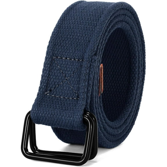 Men Canvas Double Ring Belt Plus Size Men Cloth Casual Belt for Jeans Pants