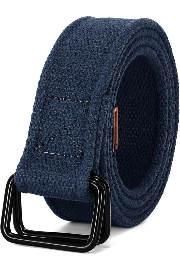 Men Canvas Double Ring Belt Plus Size Men Cloth Casual Belt for Jeans Pants