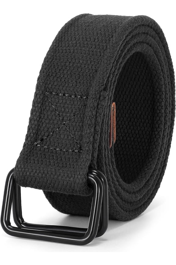 Men Canvas Double Ring Belt Plus Size Men Cloth Casual Belt for Jeans Pants