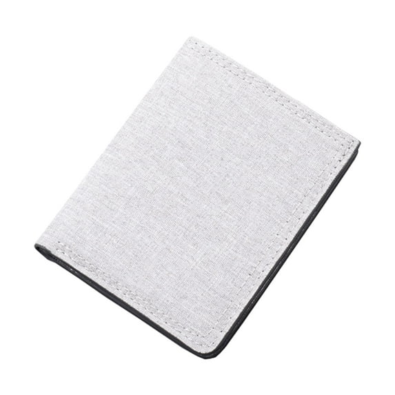 Men Canvas Wallet Short Bifold Durable with Coin Pocket Folding Casual Gray White