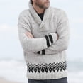 thumbnail image 1 of Men Cardigan Sweater Beige,Men's Fashion Winter V-Neck Pullover Long Sleeve Lapel Knitted Sweater Jacket, 1 of 9